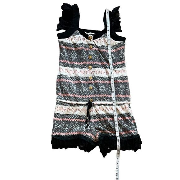 Boho Jersey Knit Lace Detail Nautical Button Scoop Neck Romper M - Picture 8 of 11